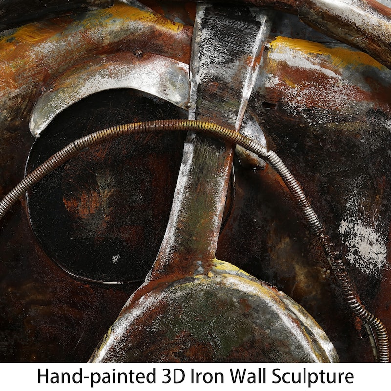 "Benz" Mixed Media Iron Hand Painted Dimensional Wall Art