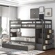 preview thumbnail 1 of 7, Twin Over Twin Wood Bunk Bed for Kids with Trundle and Staircase(4 Storage Drawers), Grey