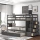 preview thumbnail 10 of 25, Twin Over Twin Wood Bunk Bed for Kids with Trundle and Staircase(4 Storage Drawers) Grey