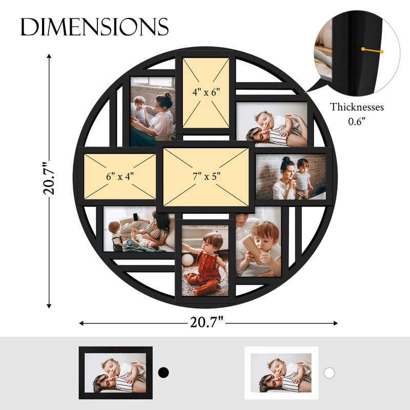 Hello Laura 9 Opening Round 4×6 Collage Wall Frame Multi Picture Photo Frame for Wall