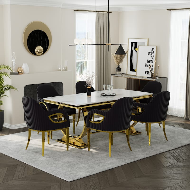 Dining Table Set with Arm Dining Chairs