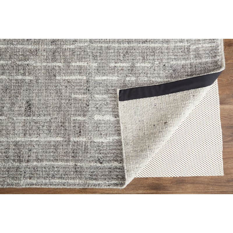 Rheed Minimalist Eyelash Wool Rug, Silver Gray/Ivory, Accent Rug