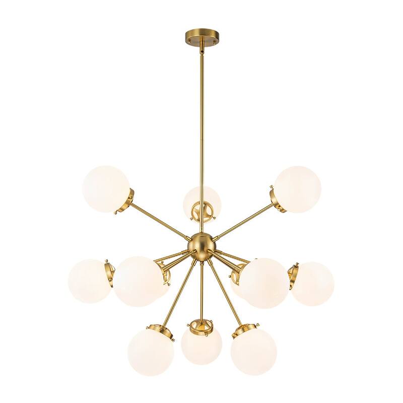 Glam 12-Light Frosted Glass Bubble Round Sputnik Chandelier 34in