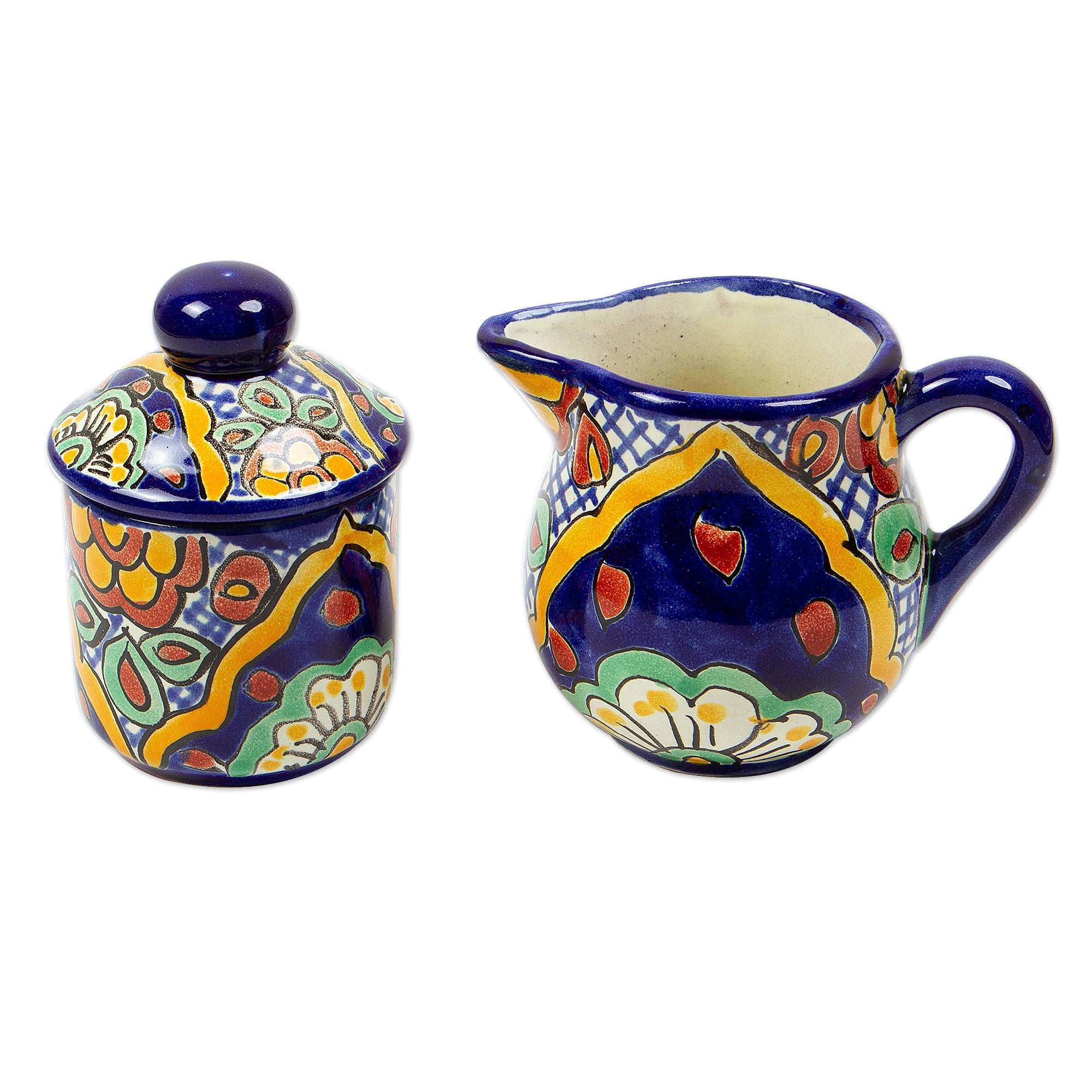 Novica Handmade Hidalgo Fiesta Creamer And Sugar Bowl (Set Of 2)