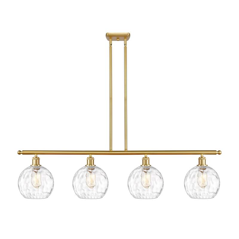 Innovations Lighting Ballston Athens Water Glass - 4 Light 48" Island Light - Clear Water Glass/Satin Gold