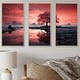 preview thumbnail 9 of 11, Designart "Silent Raspberry Tree Reverie Landscape I" Tree Framed Art Set of 3 - Modern Pink Wall Art Set 3 Pieces 36 in. W x 28 in. H - 3 Panels - Brown