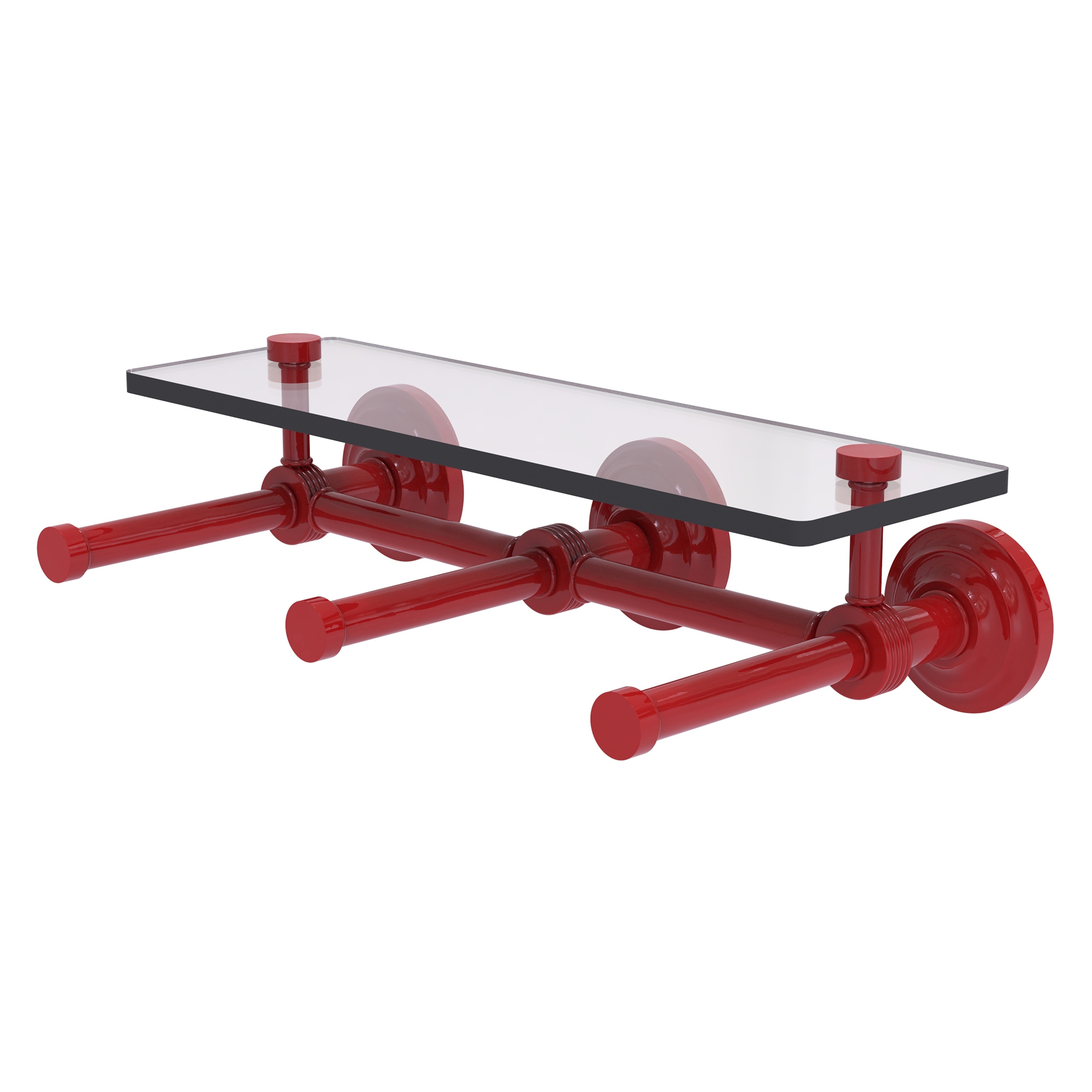 Allied Brass Que New Collection Horizontal Reserve 3 Roll Toilet Paper Holder with Glass Shelf