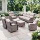 preview thumbnail 119 of 187, Outdoor Patio Sofa Swivel Chair with 6-Inch Thick Cushions Set 7PCS Sofa Swivel Chair w/ Ottoman - Brwon Wicker Beige Cushion