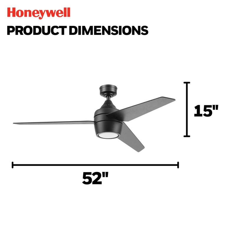 52" Honeywell Eamon Bronze Modern Indoor LED Ceiling Fan with Light, Remote Control