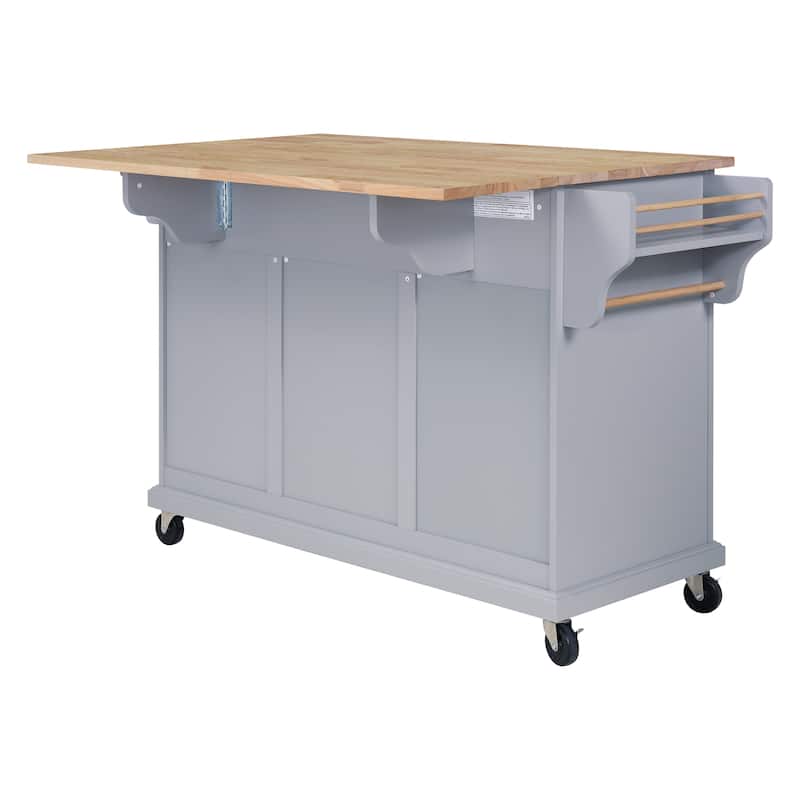 Kitchen Island with Foldable Tabletop, Kitchen Trolley Cart with Locking Wheels, Rolling Island Cart with 1 Door & 2 Drawers