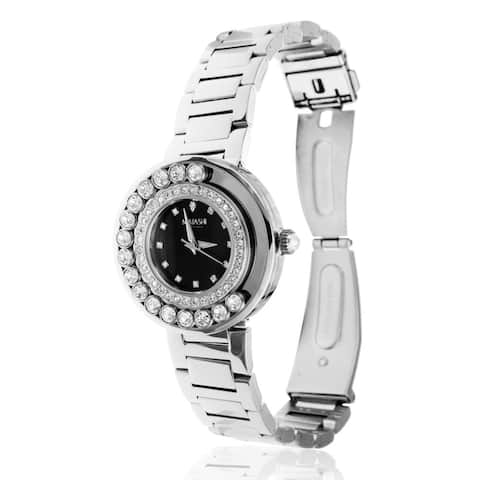 Matashi Crystals 18K White Gold Plated Womens Watch w/ 64 High Quality Crystals & Shimmering Diamond, Water Resistant Watch
