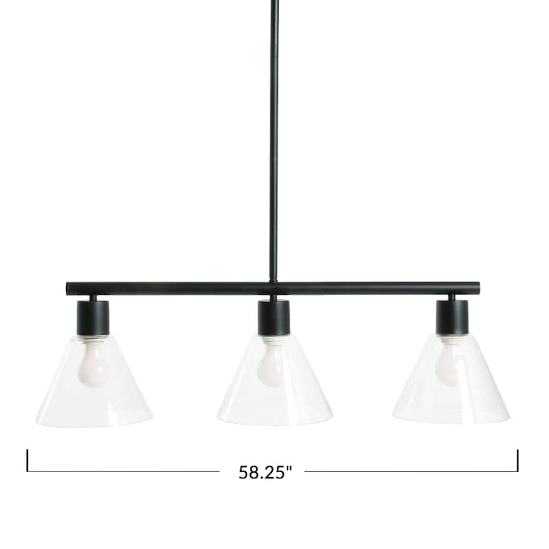 Metal and Glass Linear Chandelier - 33.8"L x 8.6"W x 58.3"H