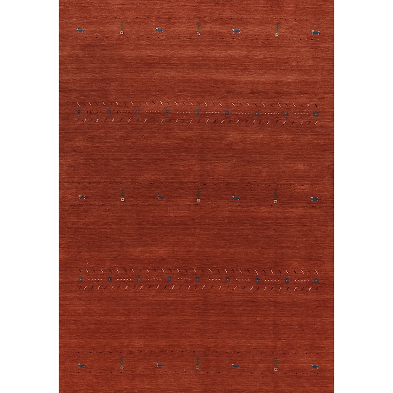 Tribal Orange Gabbeh Oriental Area Rug Handmade Wool Carpet - 6'7" x 9'9"