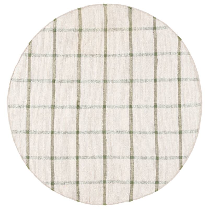 SAFAVIEH Handmade Montauk Espedita Cotton Rug - 6' Round - Ivory/Green