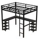 preview thumbnail 9 of 10, Industrial Modern Full Metal Loft Bed with Desk and Shelves, Loft Bed with Ladder and Guardrails, Black with Black Desk