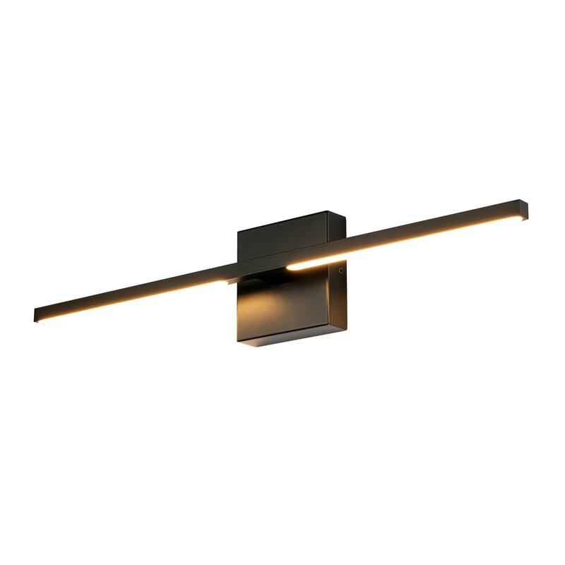 1-Light 23.8 in. Black Modern Simple Linear Dimmable Integrated LED Bathroom Vanity Light - 23.8 in. W x 4.52 in. H x 3.34 in. D