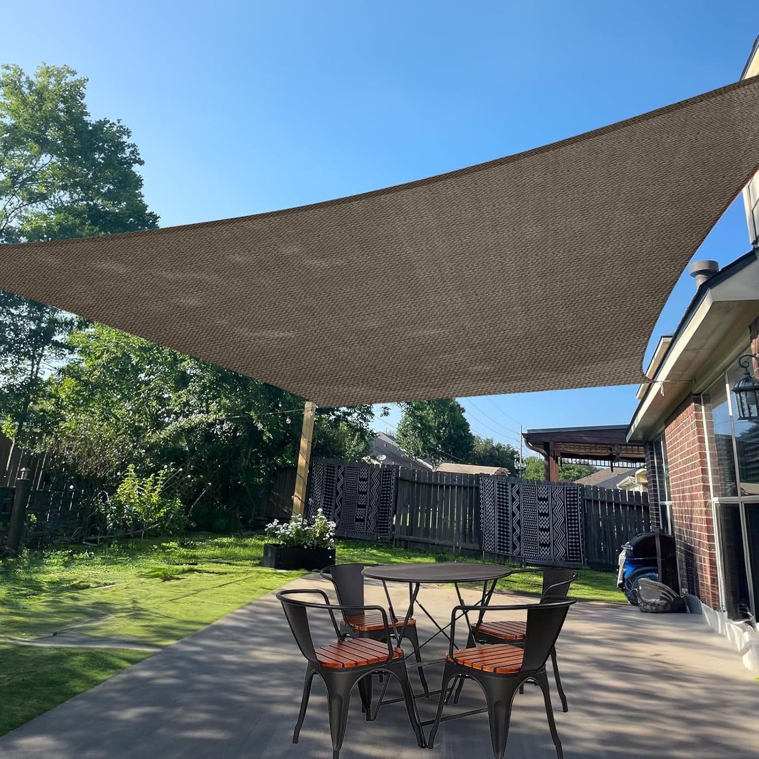 10' x 18' Brown Rectangle Sun Shade Sail, UV Block Outdoor Canopy Cover for Patio, Deck, Pergola