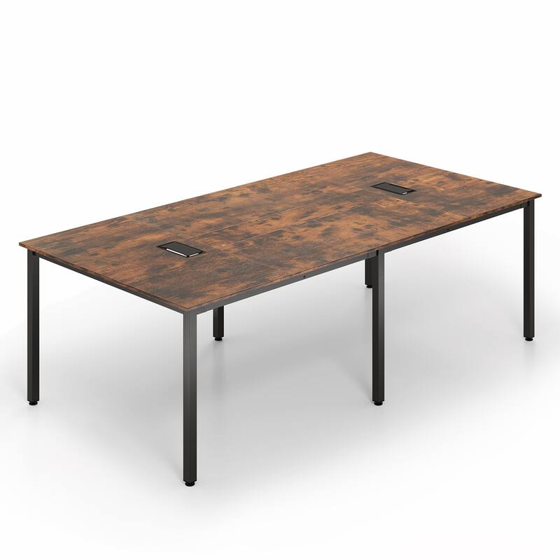Engineered Wood Conference Table for 10 with Cable Grommets and Metal Frame