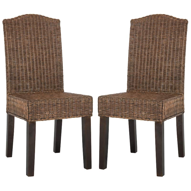 SAFAVIEH Margreet Grey Wicker Dining Chair (Set of 2) - 17.3" x 22" x 38.5" - 17"Wx22"Dx39"H