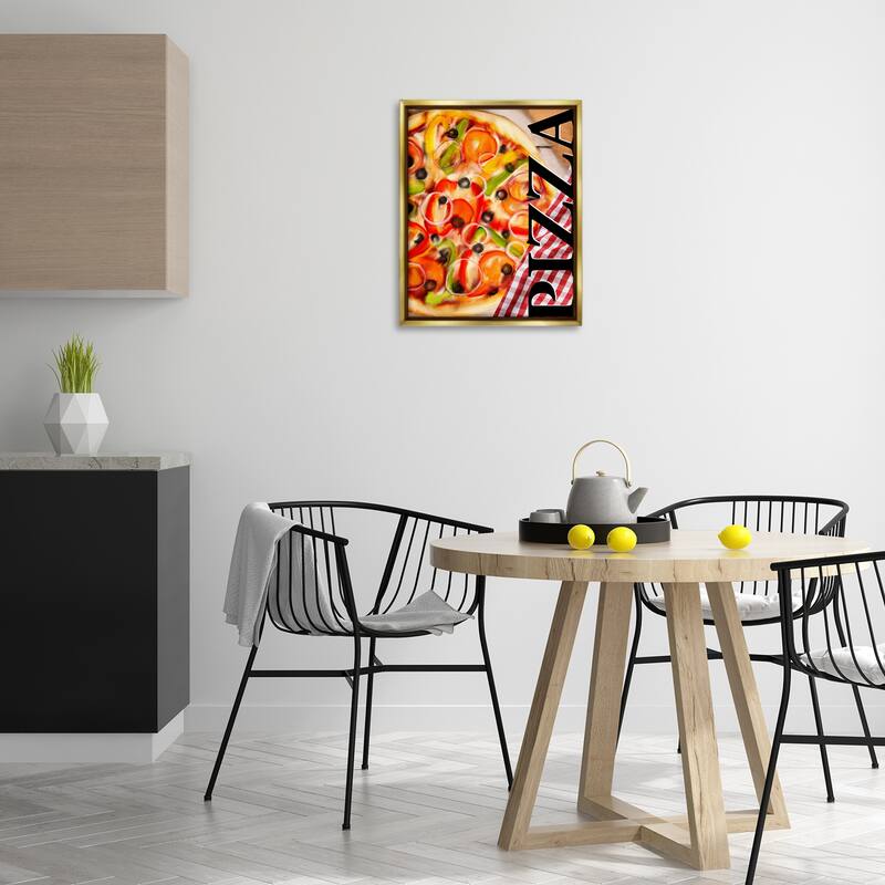 Stupell Gourmet Traditional Pizza Framed Floater Canvas Wall Art Design By Kim Allen