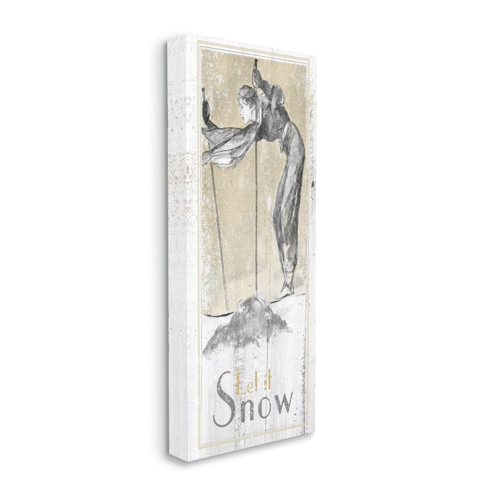 Stupell Let It Snow Vintage Skiing Print Design Canvas Wall-image