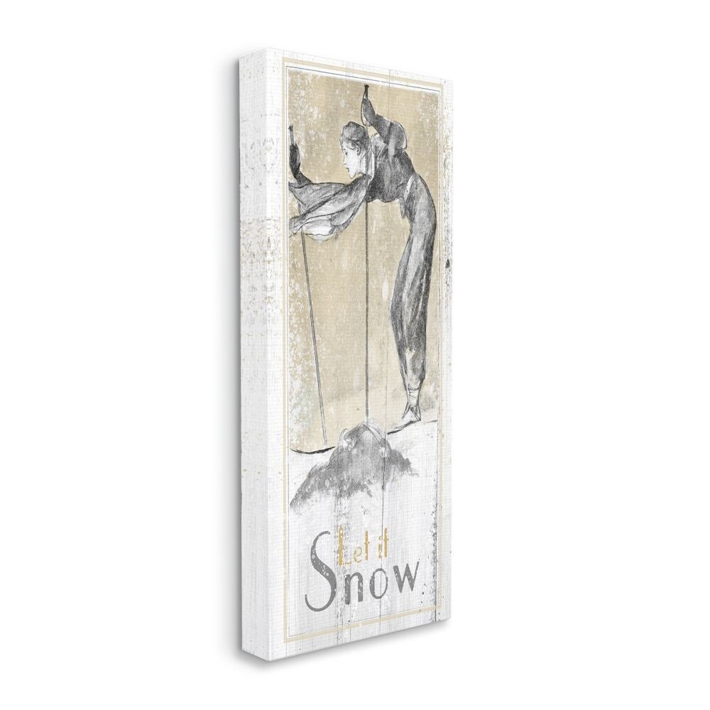 Stupell Let It Snow Vintage Skiing Print Design Canvas Wall-image
