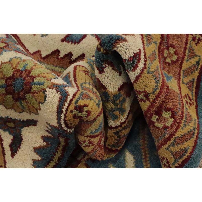 Hand Knotted Oriental 100% Wool Carpet Transitional All-Over Navy Blue & Blues Oushak Area Rug - 14' 9'' X 11' 11''