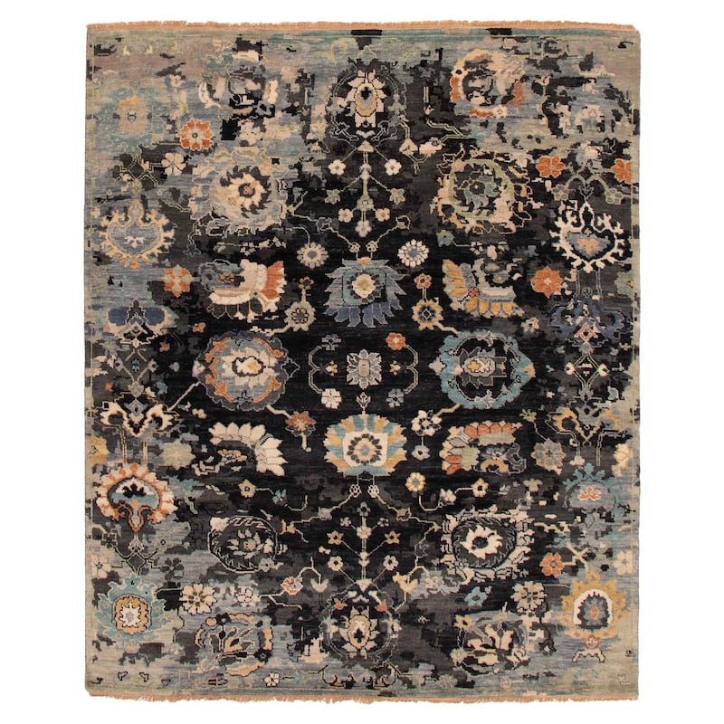 ECARPETGALLERY Hand-knotted Modern Oushak Dark Navy Wool Rug - 8'3 x 9'10 - Dark Navy - 8'3 x 9'10