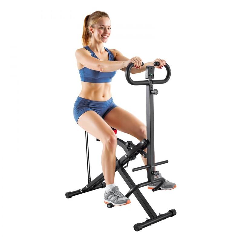 Black Steel Deep Squat Training Machine with Adjustable Seat and Resistance Bands - 35.4 x 22.8 x 44.1 in