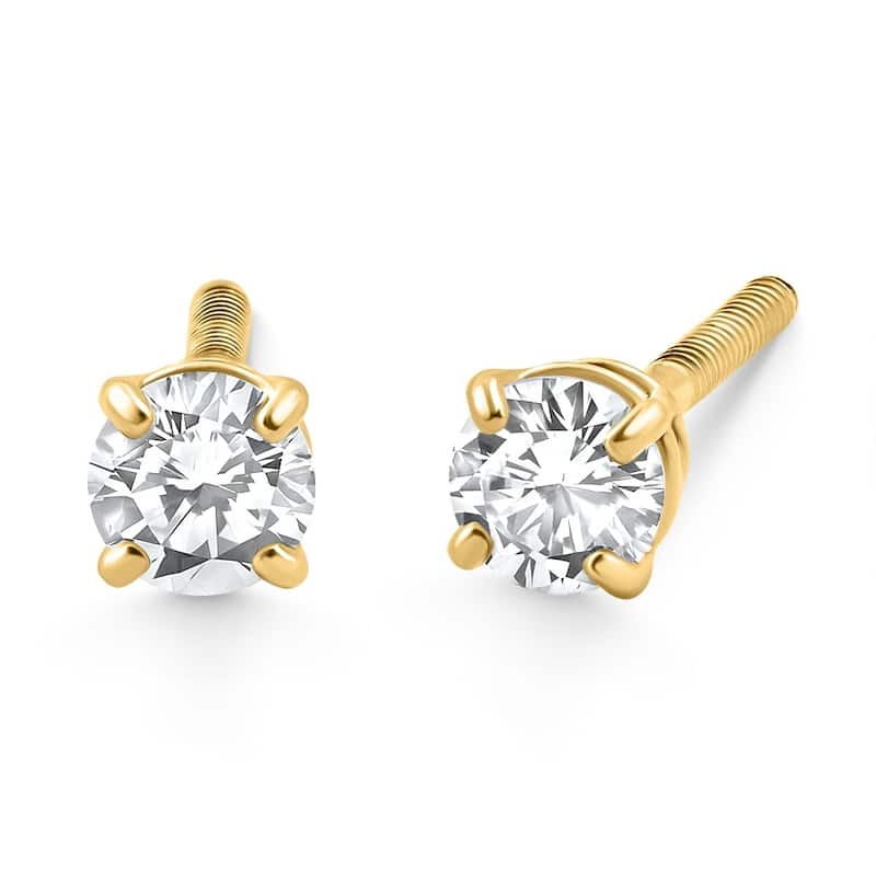 Bliss Diamond 1/4 Ct Diamond Screw Back Studs Yellow Gold Lab Grown Eco Friendly