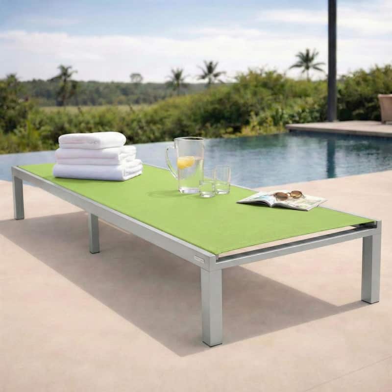 Marlin Aluminum Beach Pool Reclining Lounge Chair with Sling Mesh Fabric and Powder-Coated Frame