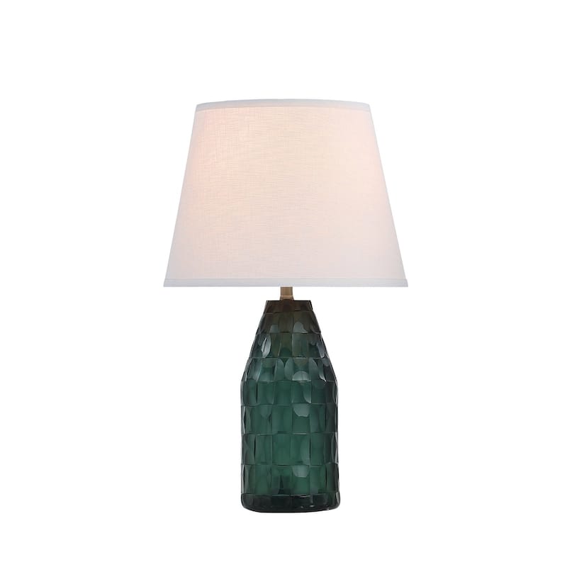 Aspen Creative 23 1/2" High Glass Table Lamp, Clear Turquoise Finish and Empire Shaped Lamp Shade in White, 13 1/2" Wide