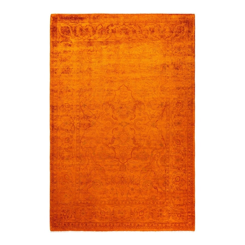 Vibrance, One-of-a-Kind Hand-Knotted Area Rug - Orange, 6' 1" x 9' 0" - 6' 1" x 9' 0"