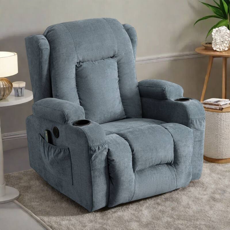 Power Lift Recliner Chair with Vibration Massage, Heating, USB Port, and Side Storage Pockets