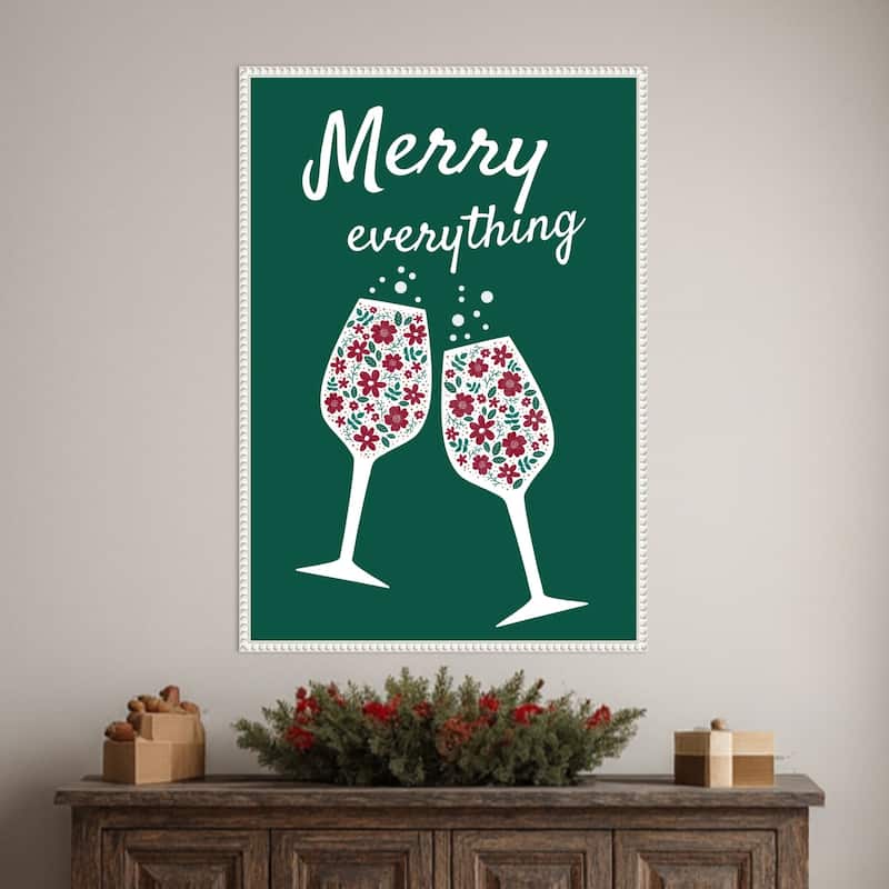 Merry Everything by Emeliemaria (23 x 33 in.), Framed Canvas Wall Art Print - Sylvie Beaded White