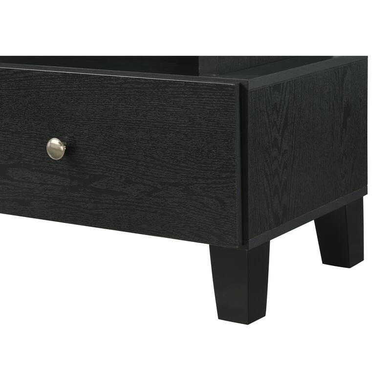 1pc Modern Sleek White Finish Faux Marble Accents Silver-tone Legs TV Stand Console Living Room Furniture - Black,White