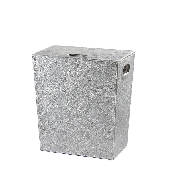 slide 2 of 2, WS Bath Collections 18-9/10" Leather Hamper with Bag from the Polished Chrome