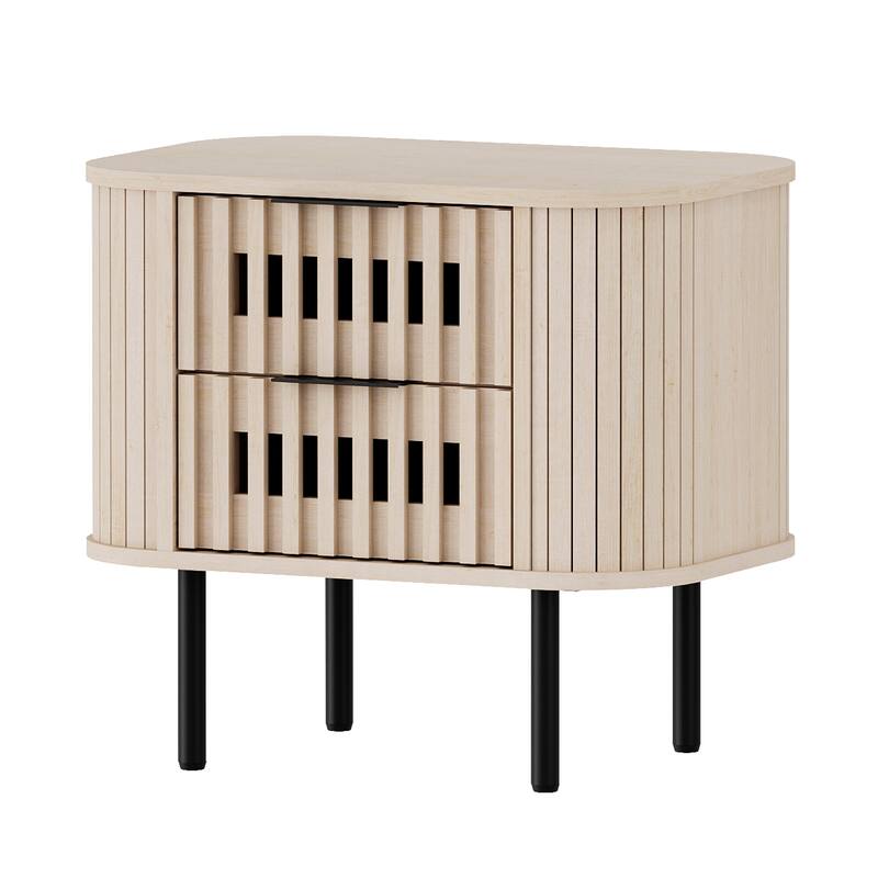 WAMPAT Fluted 2-Drawer Nightstand