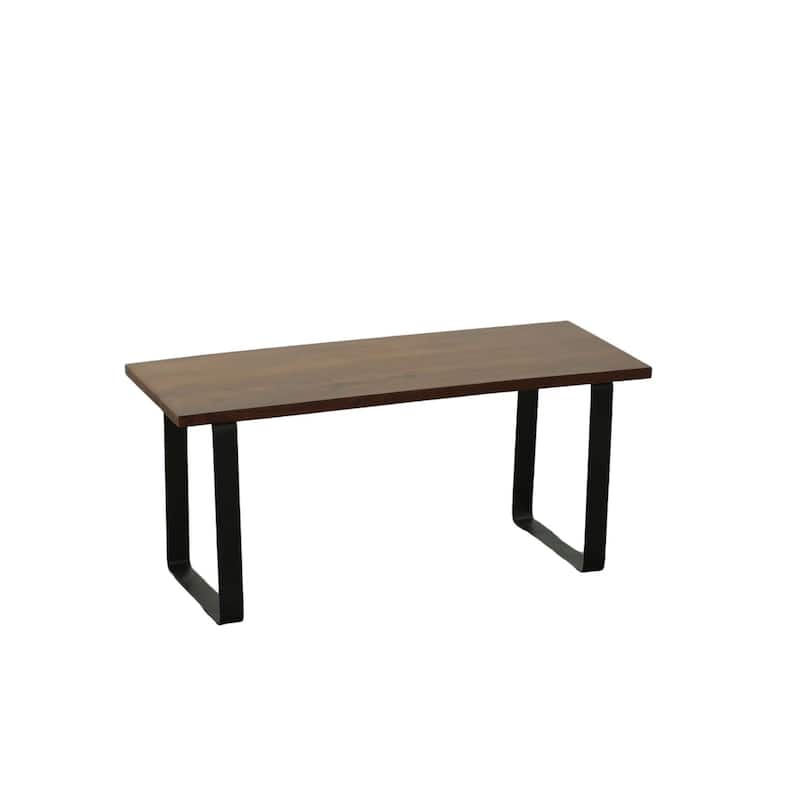 Solid Rectangular Wooden Bench - 40" - Chestnut Brown and Black