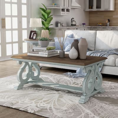 Roah Rustic Oak Top 50-inch Solid Wood 1-Shelf Coffee Table by Furniture of America
