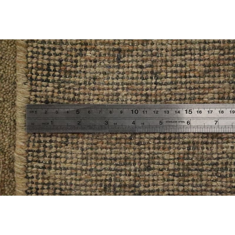 Hand Knotted Oriental 100% Wool Carpet Modern Solid Brown Gabbeh Area Rug - 11' 5'' X 8' 2''
