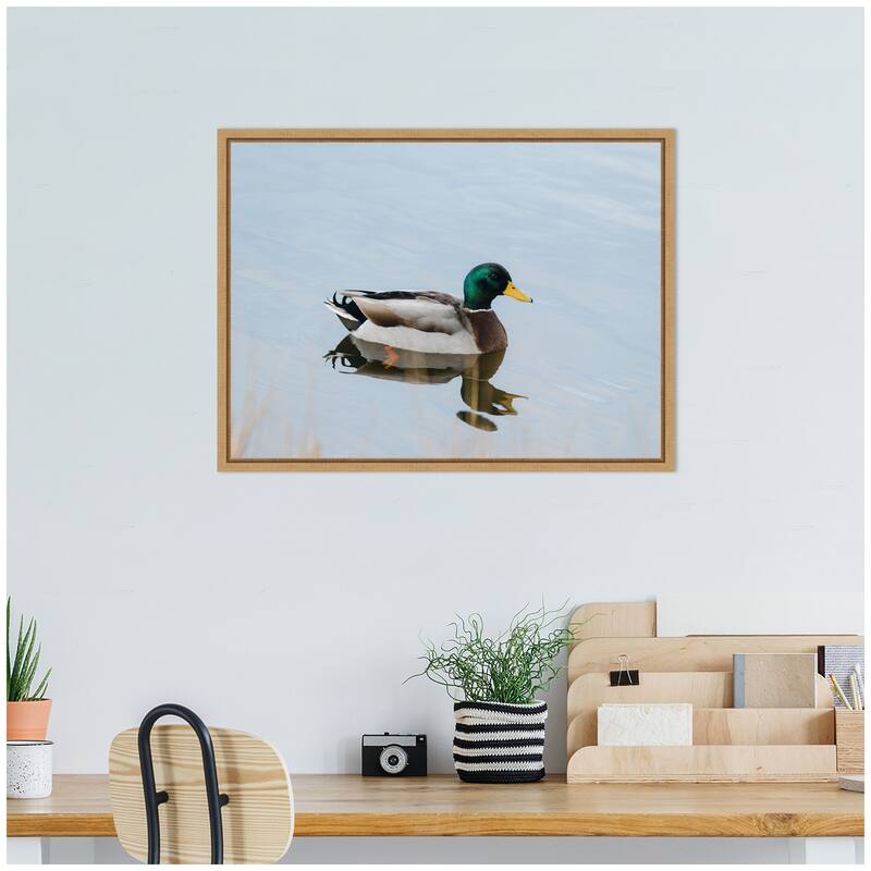 Kate and Laurel Sylvie Mallard Duck Framed Canvas by Crystal Lynn Collins