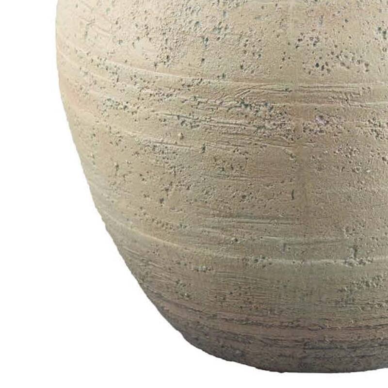 Kilu Decorative Vase, Rugged Texture, 14 Inch Metallic Gray Resin
