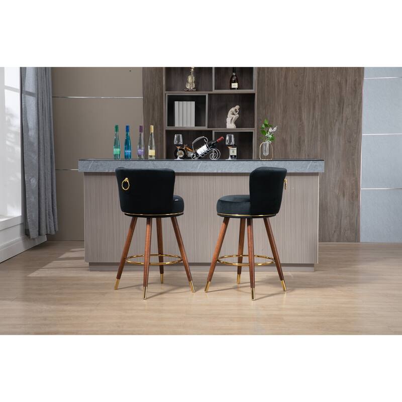 Counter Height Bar Stools Set of 2 for Kitchen Counter Solid Wood Legs
