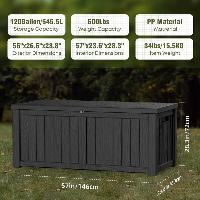 120 Gal. Wicker Resin Outdoor Patio Storage Deck Box