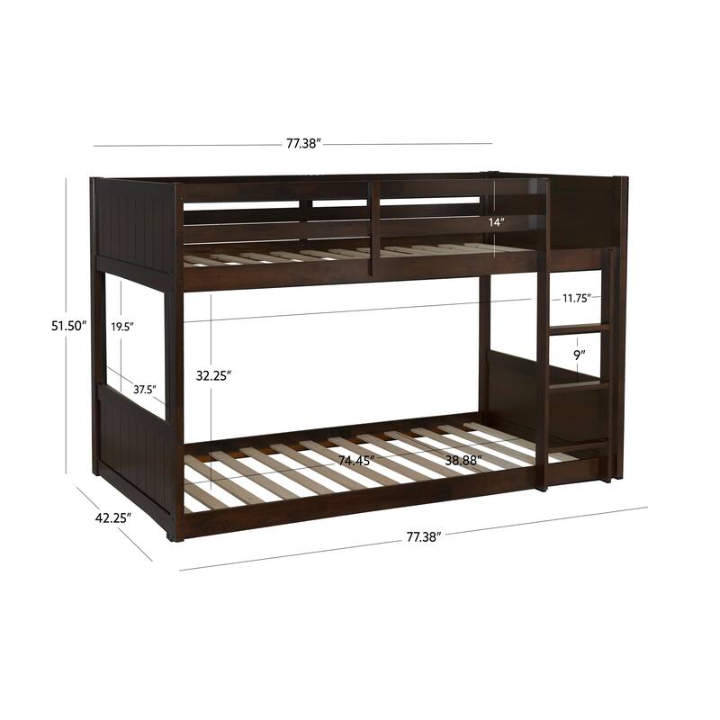 Linon Delphia Low Profile Twin over Twin Bunk Bed