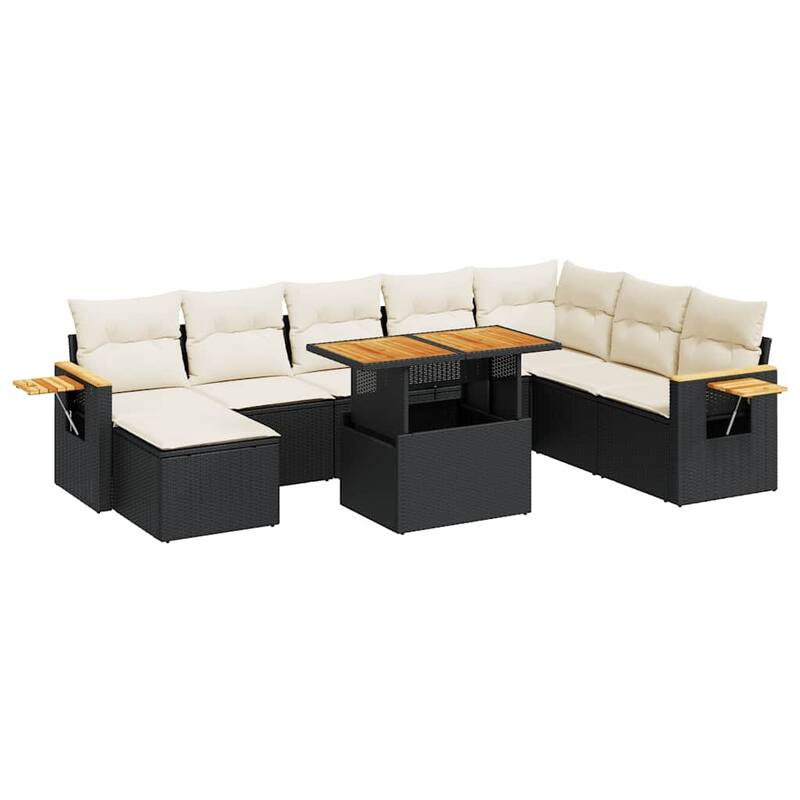 vidaXL Garden Sofa Set Black - 113.4 x 70.5 x 33.5