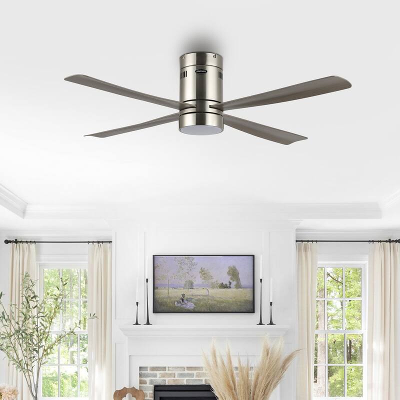 Remy 52" 1-Light Contemporary Iron/Acrylic Mobile-App/Remote-Controlled 6-Speed Integrated LED Ceiling Fan, by JONATHAN Y