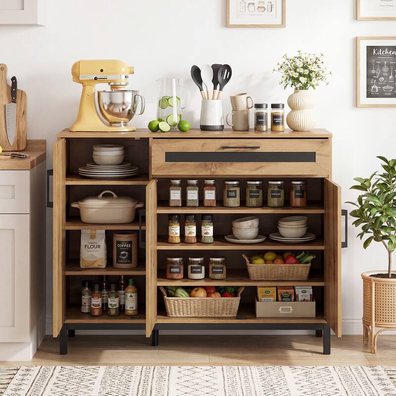 Gymax 48'' Sideboard Buffet Cabinet w/Drawer & Removable Shelves for