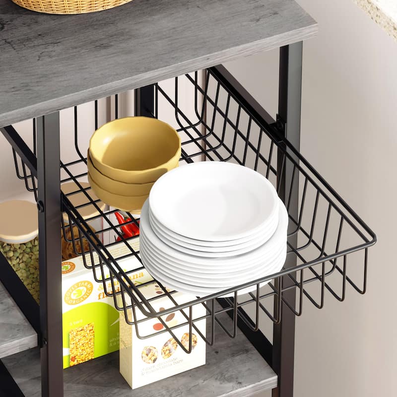 Kitchen Baker's Rack with Power Outlet & USB Ports, Storage Shelf